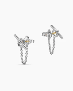 DY Mercer® Petite Toggle Chain Stud Earrings Sterling Silver with Diamonds, 38.2mm
