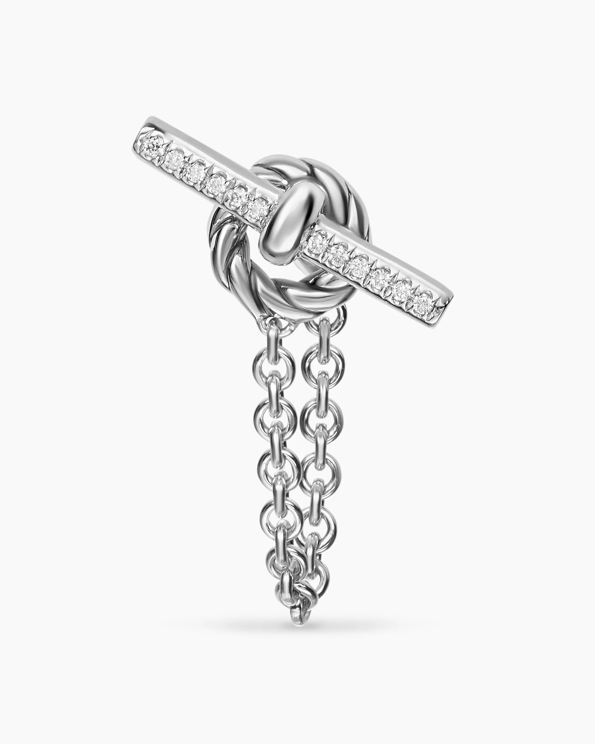 DY Mercer® Petite Toggle Chain Stud Earrings Sterling Silver with Diamonds, 38.2mm