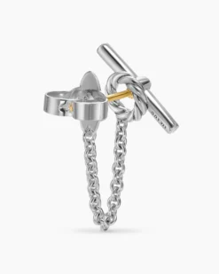 DY Mercer® Petite Toggle Chain Stud Earrings Sterling Silver with Diamonds, 38.2mm