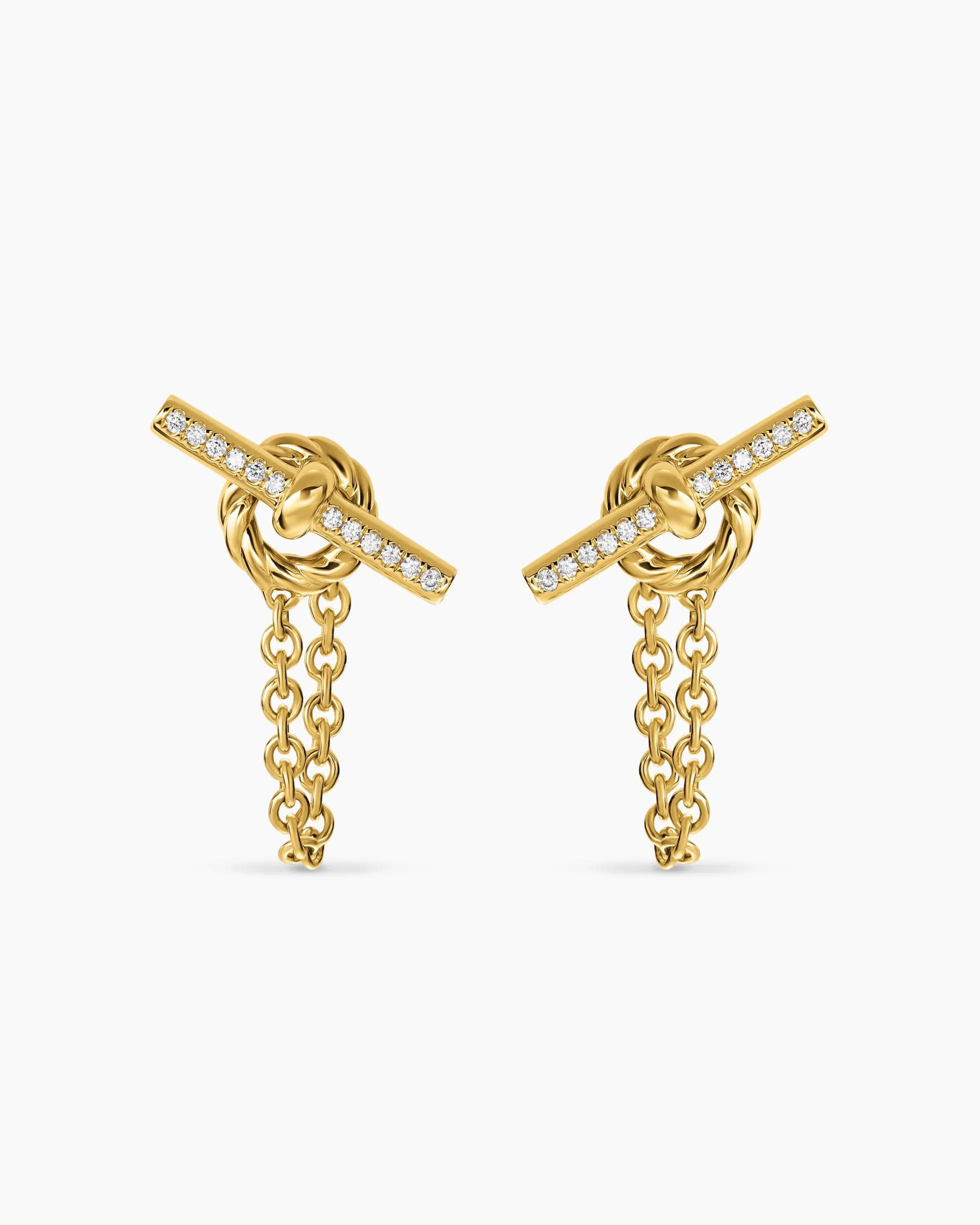 DY Mercer® Petite Toggle Chain Stud Earrings 18K Yellow Gold with Diamonds, 38.2mm