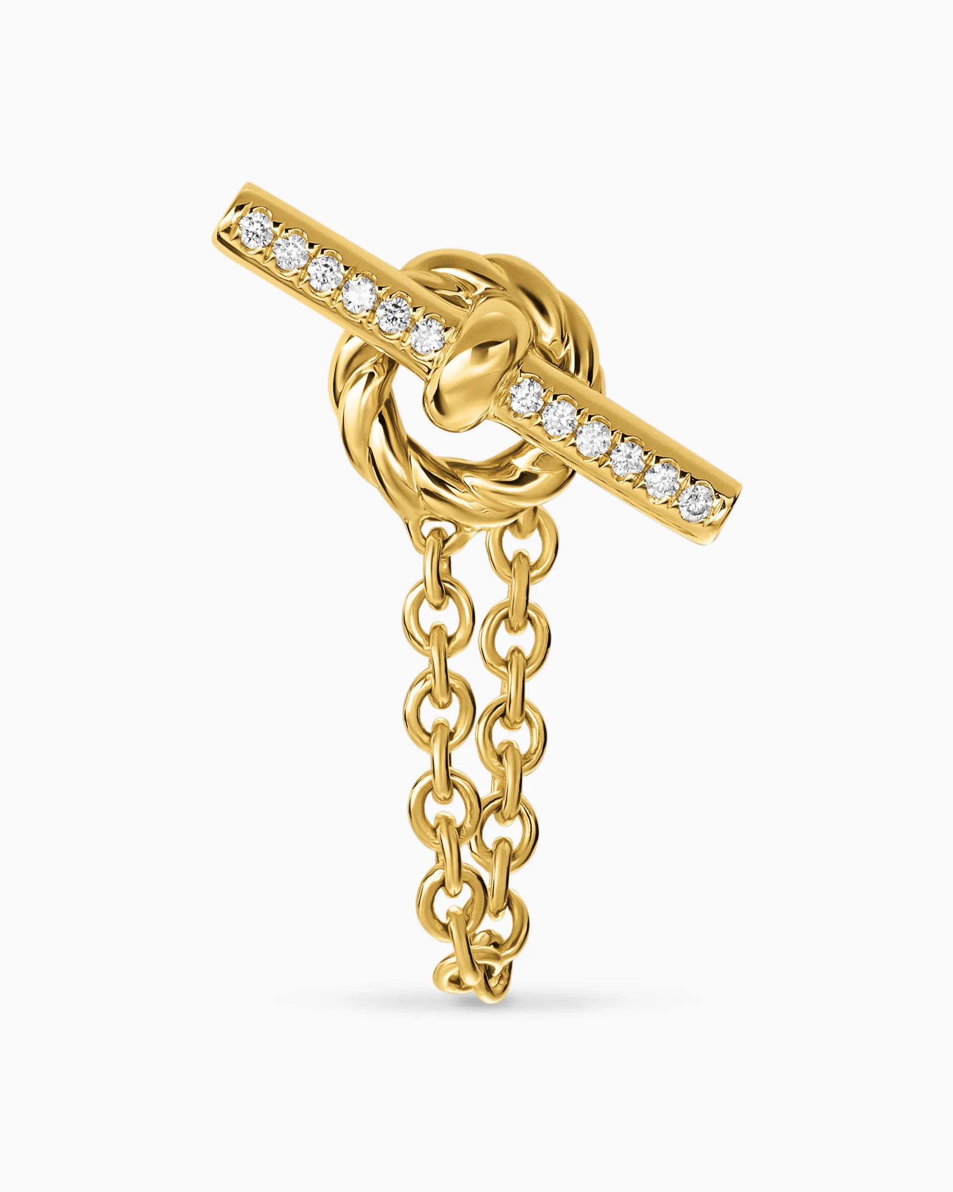 DY Mercer® Petite Toggle Chain Stud Earrings 18K Yellow Gold with Diamonds, 38.2mm