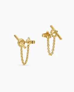 DY Mercer® Petite Toggle Chain Stud Earrings 18K Yellow Gold, 38.2mm