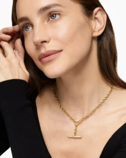 DY Mercer® Petite Toggle Chain Necklace 18K Yellow Gold with Diamonds, 4.5mm