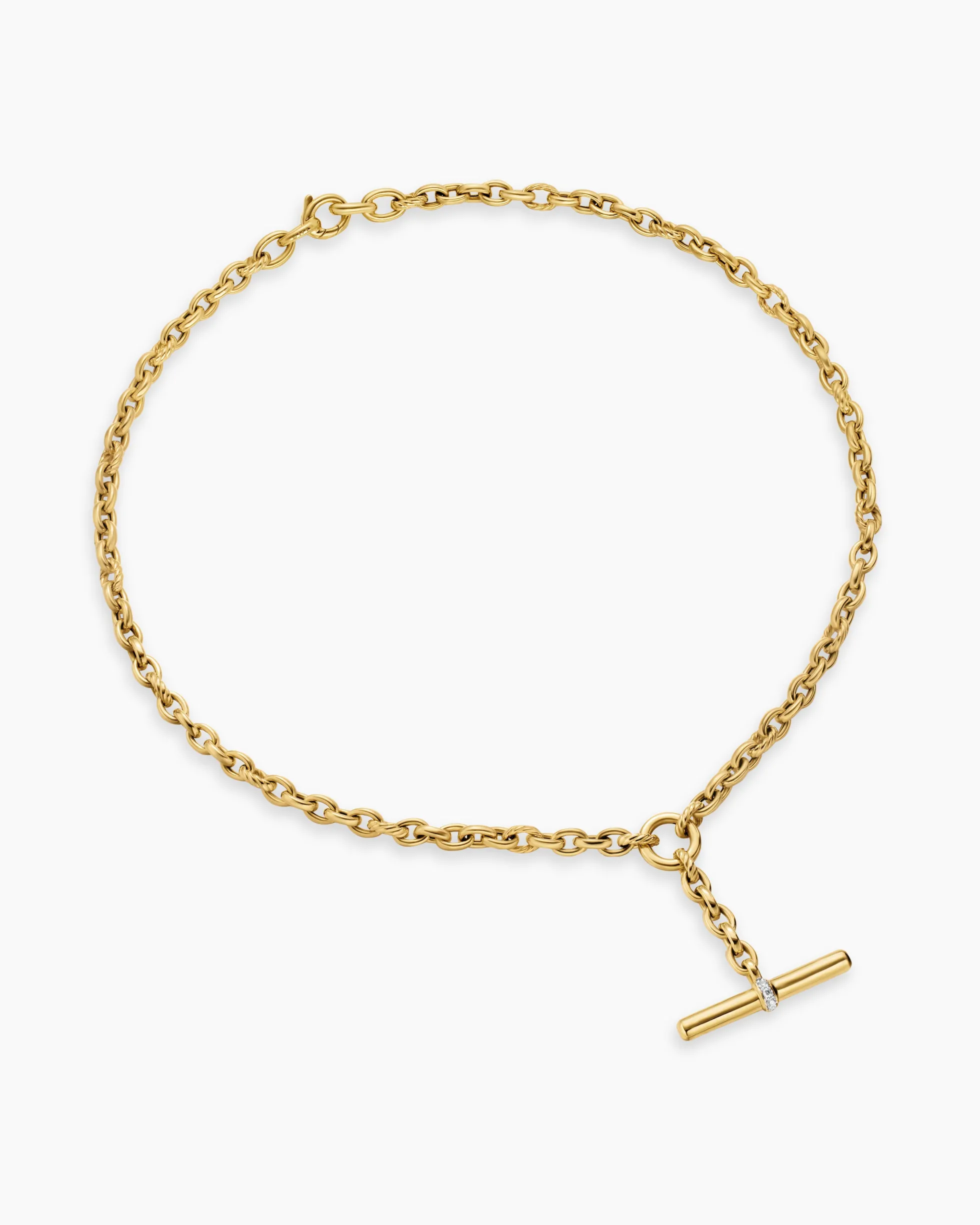 DY Mercer® Petite Toggle Chain Necklace 18K Yellow Gold with Diamonds, 4.5mm
