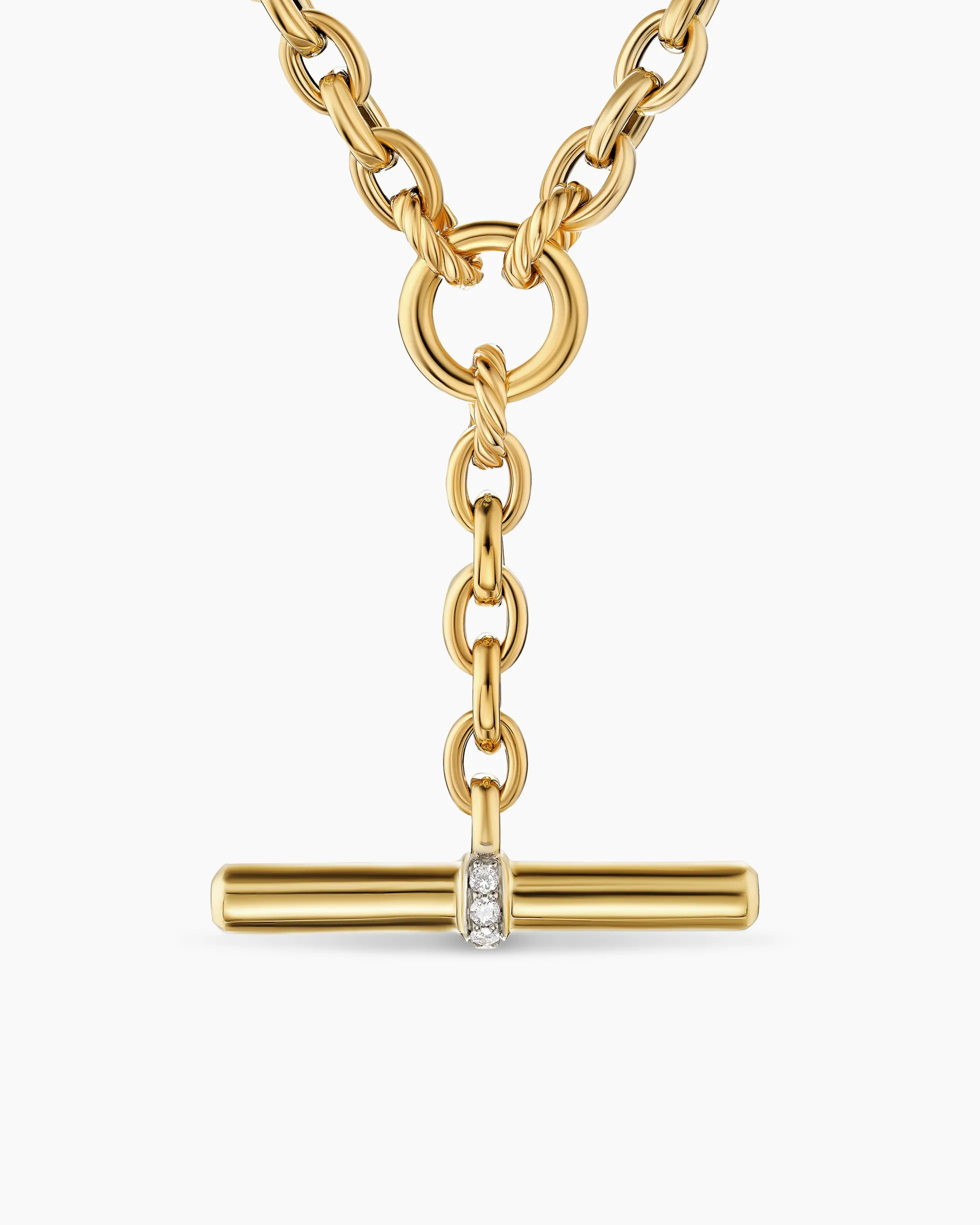 DY Mercer® Petite Toggle Chain Necklace 18K Yellow Gold with Diamonds, 4.5mm