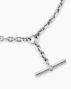DY Mercer® Petite Toggle Chain Necklace Sterling Silver with Diamonds, 4.5mm