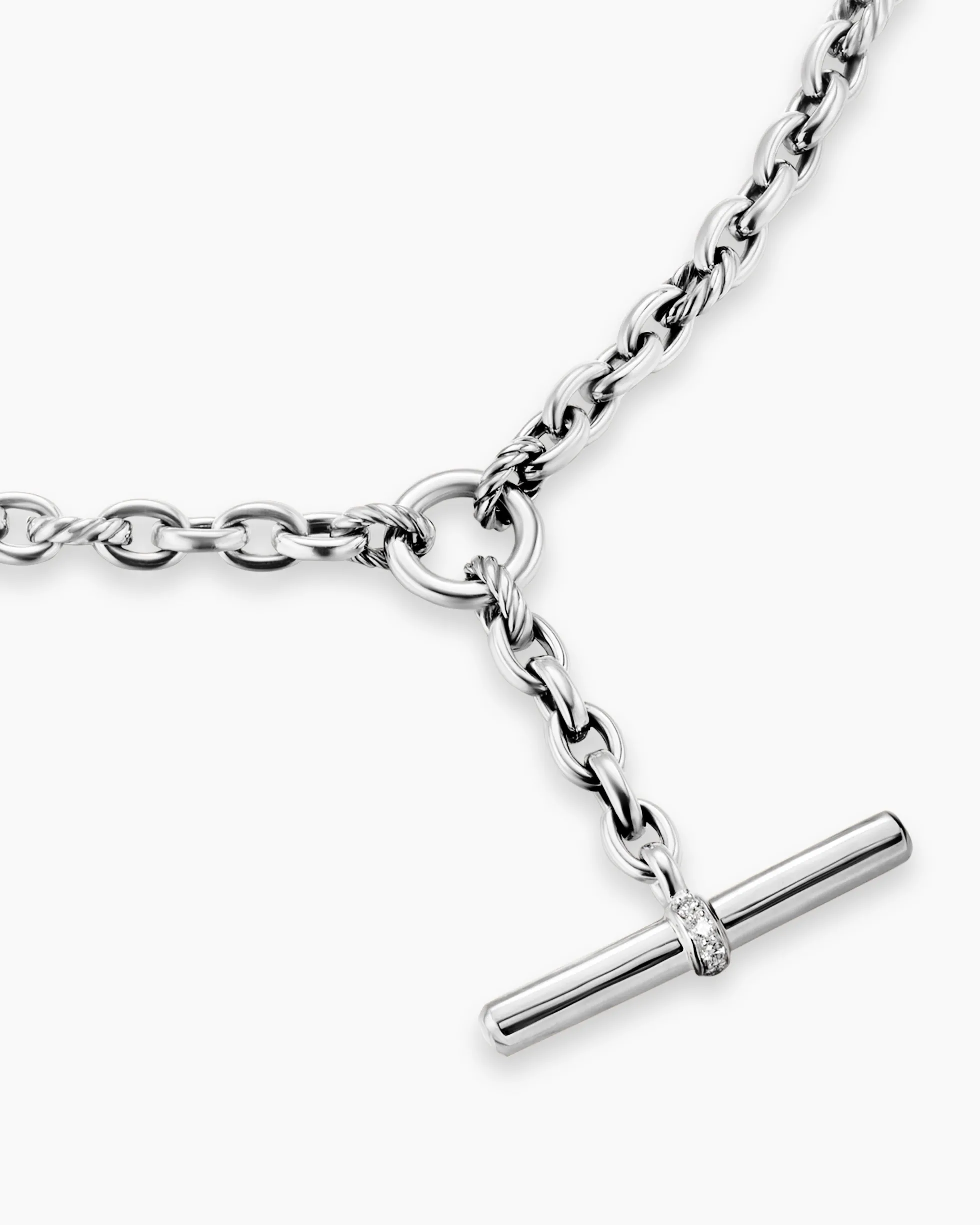 DY Mercer® Petite Toggle Chain Necklace Sterling Silver with Diamonds, 4.5mm