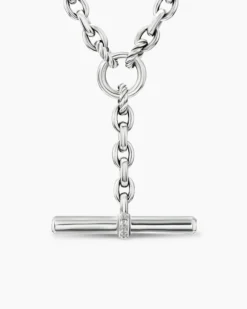 DY Mercer® Petite Toggle Chain Necklace Sterling Silver with Diamonds, 4.5mm