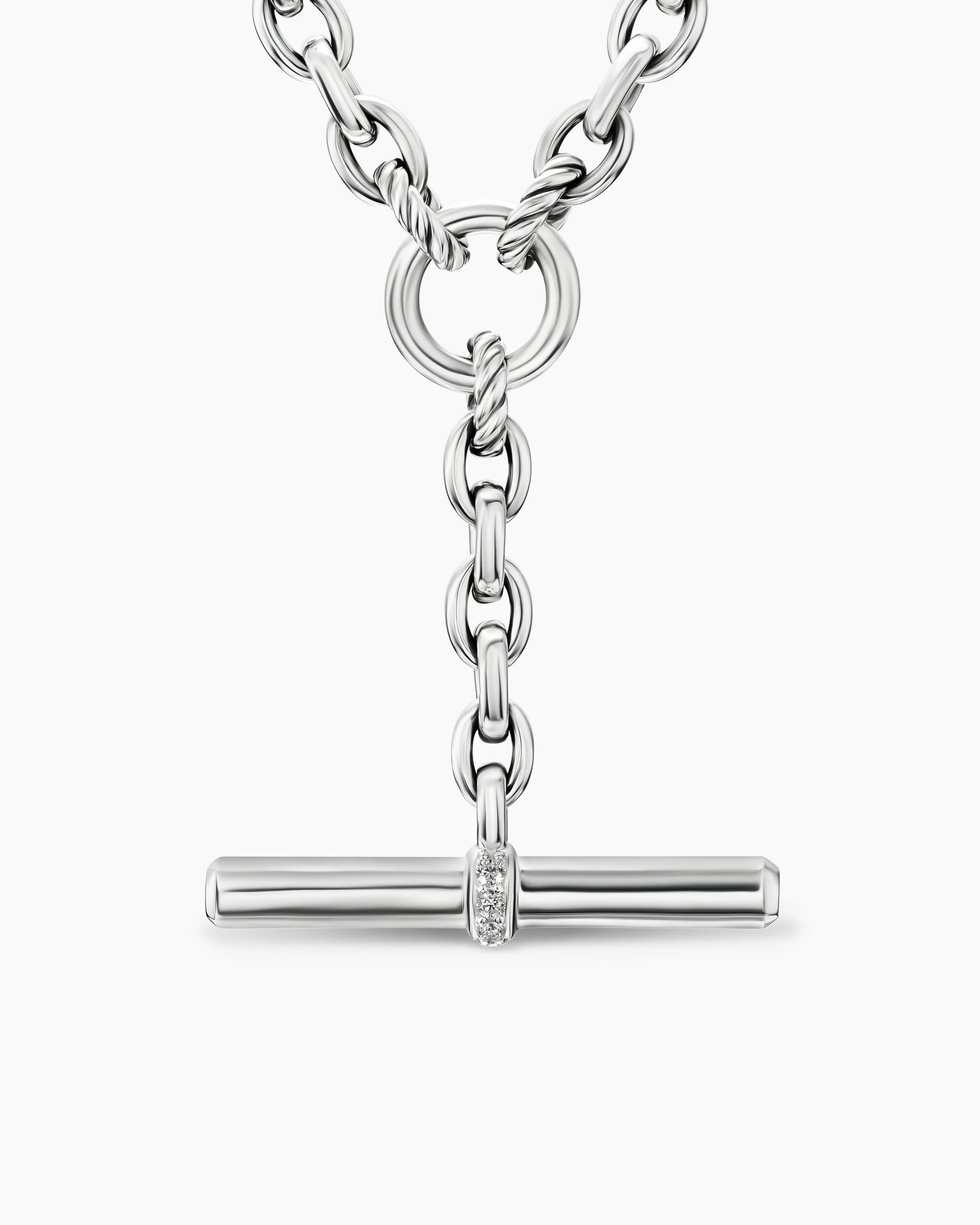 DY Mercer® Petite Toggle Chain Necklace Sterling Silver with Diamonds, 4.5mm