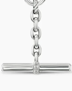 DY Mercer® Petite Toggle Chain Necklace Sterling Silver with Diamonds, 4.5mm
