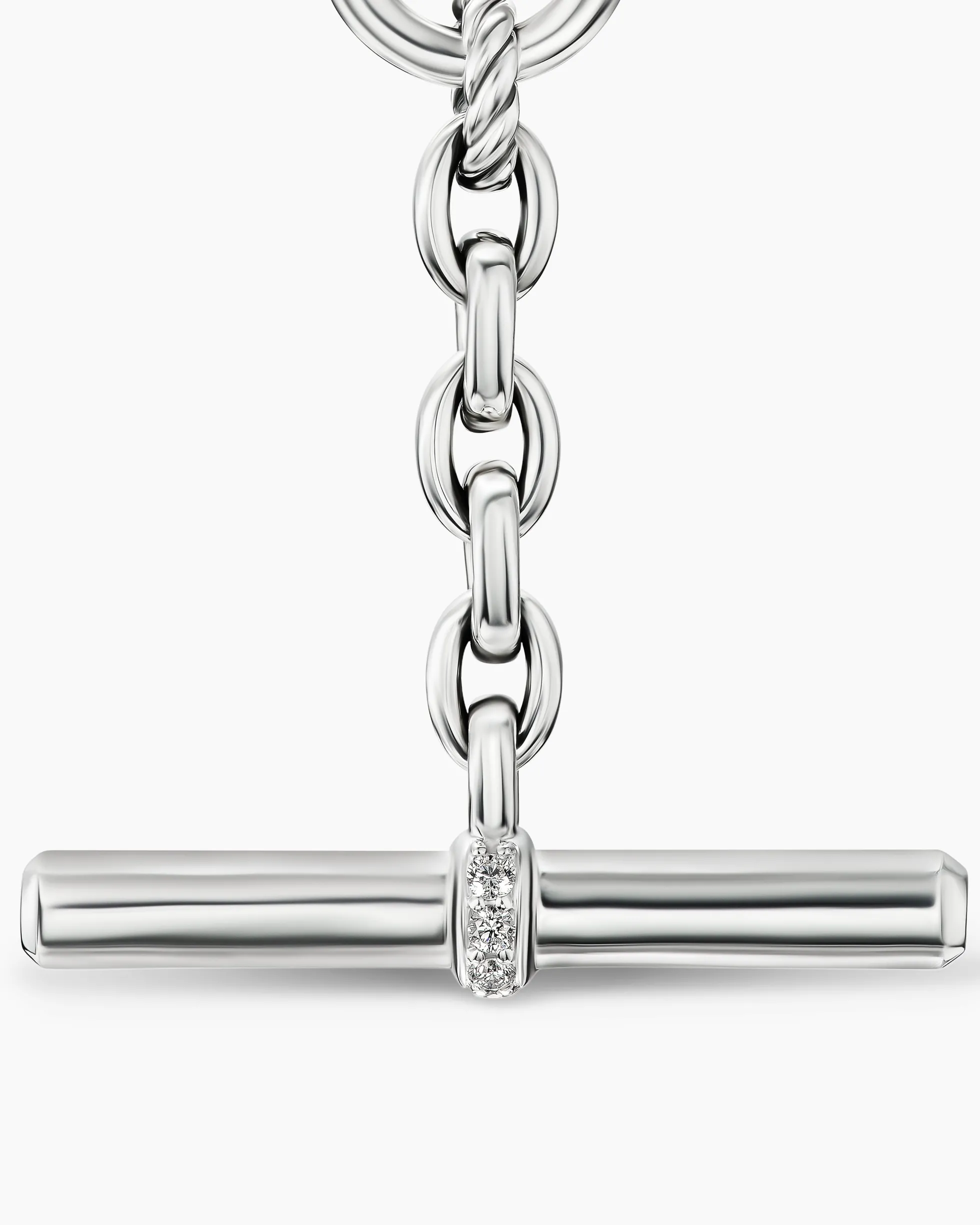 DY Mercer® Petite Toggle Chain Necklace Sterling Silver with Diamonds, 4.5mm