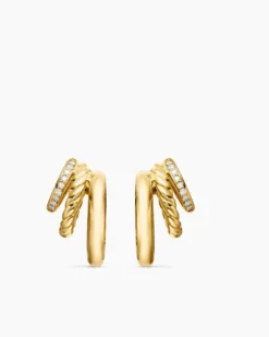 DY Mercer® Three Row Hoop Earrings 18K Yellow Gold with Diamonds, 21mm