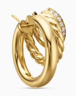 DY Mercer® Three Row Hoop Earrings 18K Yellow Gold with Diamonds, 21mm
