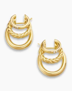 DY Mercer® Three Row Hoop Earrings 18K Yellow Gold with Diamonds, 21mm