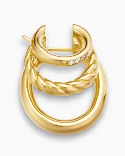 DY Mercer® Three Row Hoop Earrings 18K Yellow Gold with Diamonds, 21mm