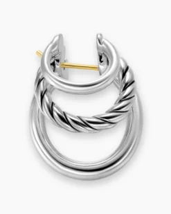 DY Mercer® Three Row Hoop Earrings Sterling Silver, 21mm