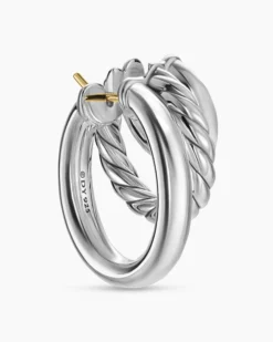 DY Mercer® Three Row Hoop Earrings Sterling Silver, 21mm