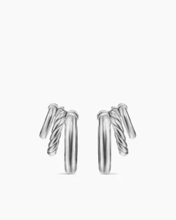 DY Mercer® Three Row Hoop Earrings Sterling Silver, 21mm