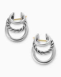 DY Mercer® Three Row Hoop Earrings Sterling Silver, 21mm