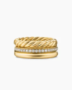 DY Mercer® Three Row Ring 18K Yellow Gold with Diamonds, 8.9mm