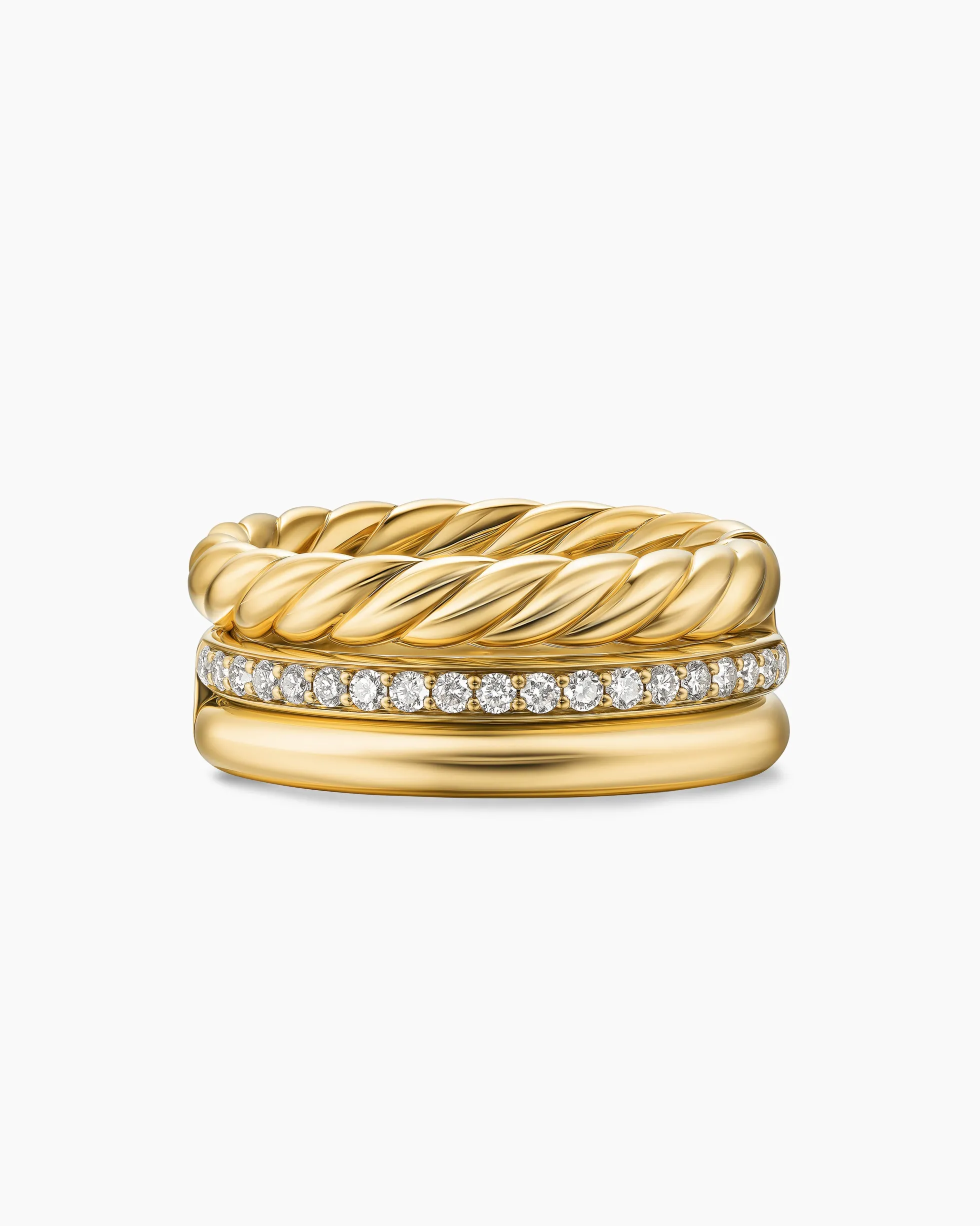 DY Mercer® Three Row Ring 18K Yellow Gold with Diamonds, 8.9mm