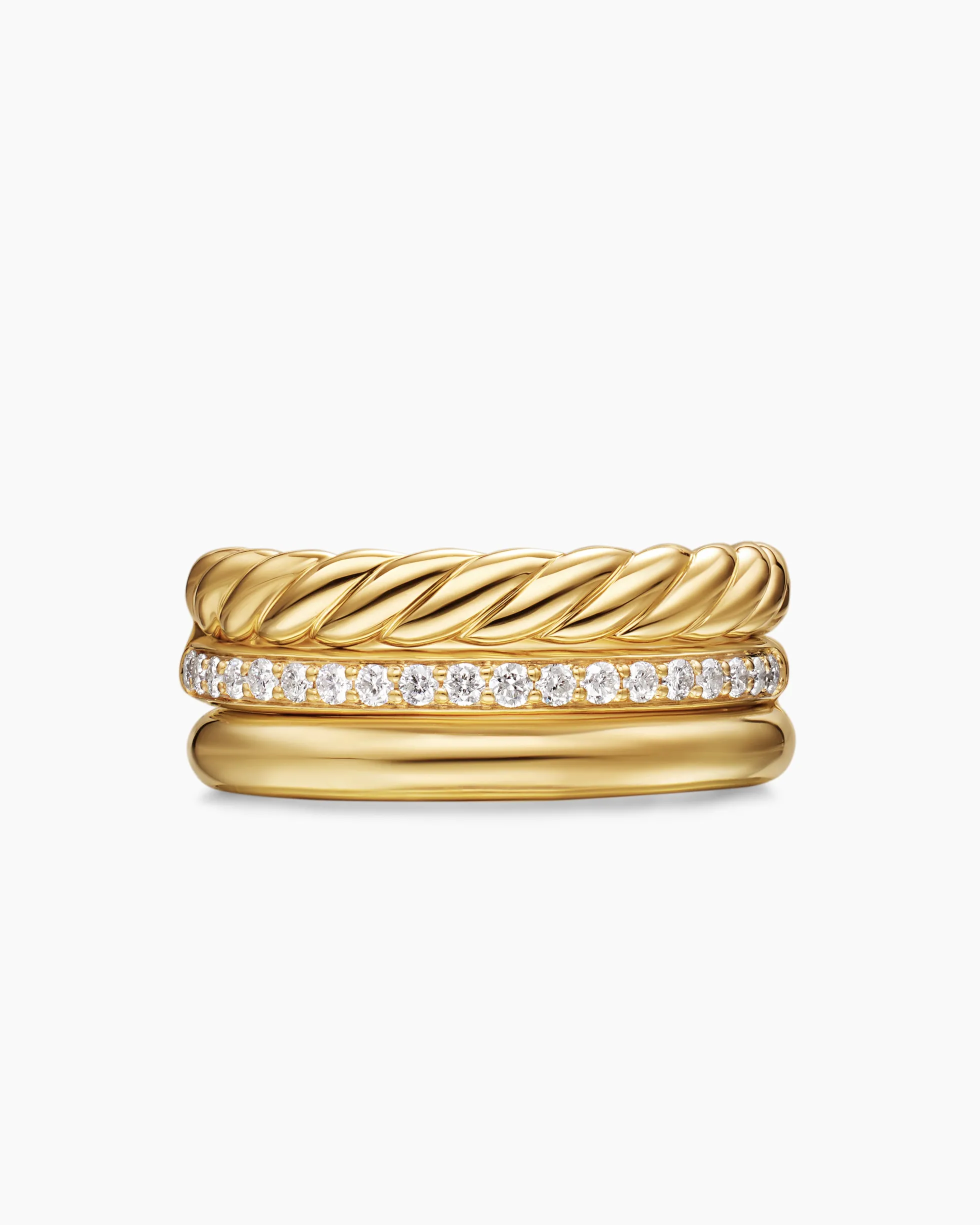 DY Mercer® Three Row Ring 18K Yellow Gold with Diamonds, 8.9mm