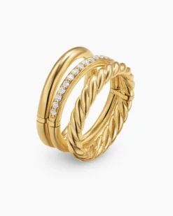 DY Mercer® Three Row Ring 18K Yellow Gold with Diamonds, 8.9mm