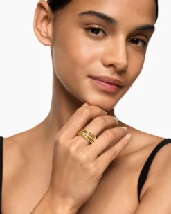 DY Mercer® Three Row Ring 18K Yellow Gold with Diamonds, 8.9mm