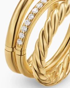 DY Mercer® Three Row Ring 18K Yellow Gold with Diamonds, 8.9mm