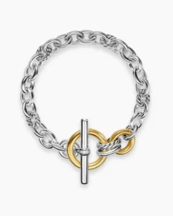 DY Mercer® Toggle Chain Bracelet Sterling Silver with 18K Yellow Gold and Diamonds, 8mm