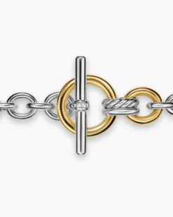 DY Mercer® Toggle Chain Bracelet Sterling Silver with 18K Yellow Gold and Diamonds, 8mm