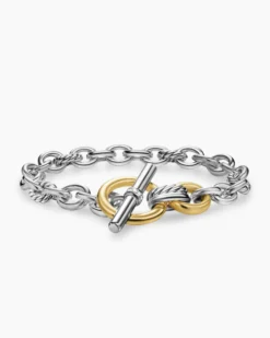 DY Mercer® Toggle Chain Bracelet Sterling Silver with 18K Yellow Gold and Diamonds, 8mm