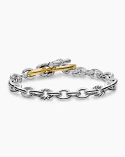 DY Mercer® Toggle Chain Bracelet Sterling Silver with 18K Yellow Gold and Diamonds, 8mm