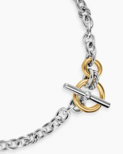 DY Mercer® Toggle Chain Necklace Sterling Silver with 18K Yellow Gold and Diamonds, 8mm