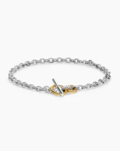 DY Mercer® Toggle Chain Necklace Sterling Silver with 18K Yellow Gold and Diamonds, 8mm