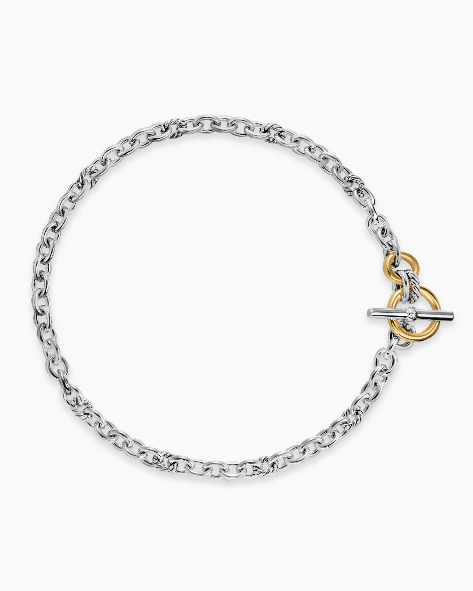 DY Mercer® Toggle Chain Necklace Sterling Silver with 18K Yellow Gold and Diamonds, 8mm