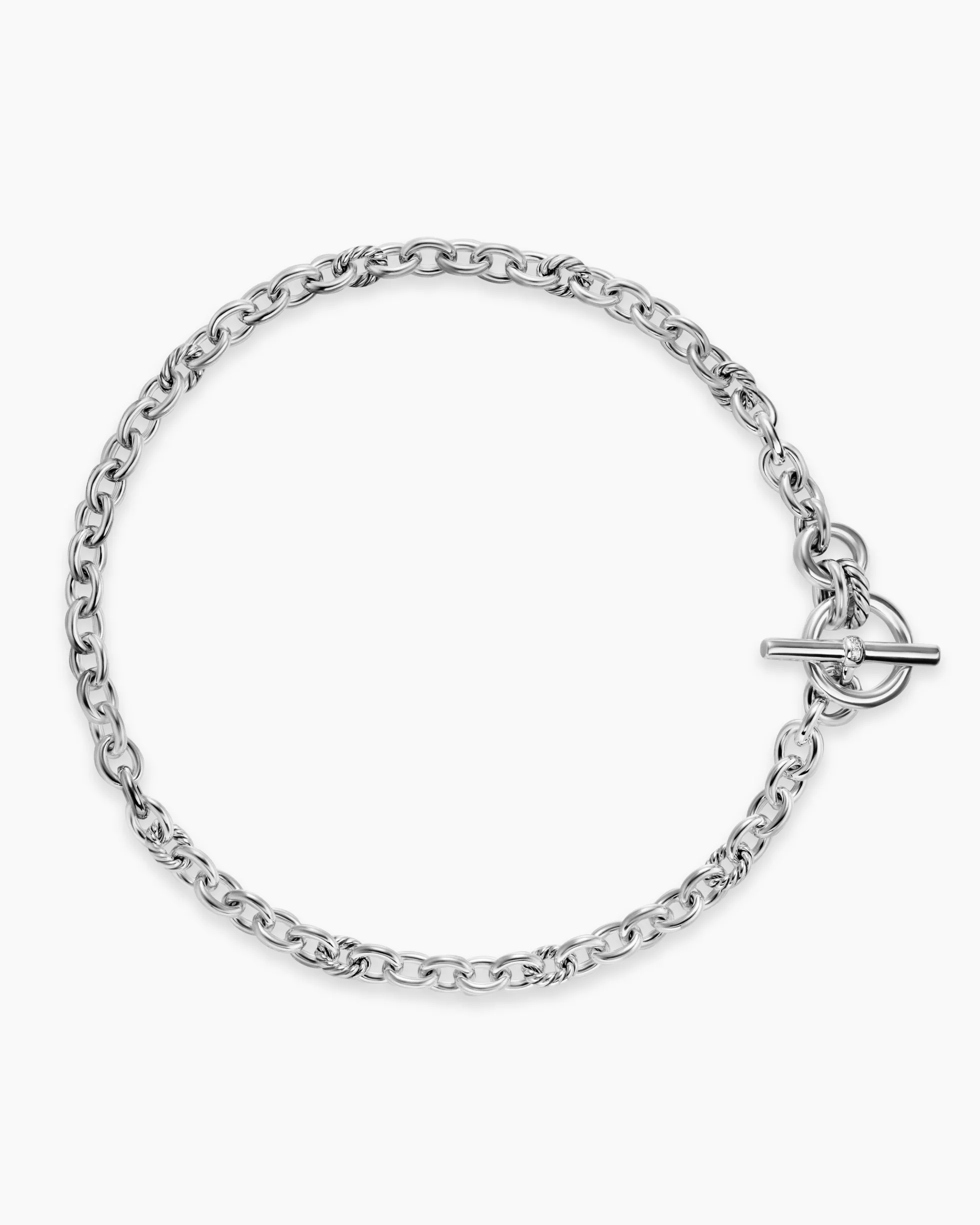 DY Mercer® Toggle Chain Necklace Sterling Silver with Diamonds, 8mm