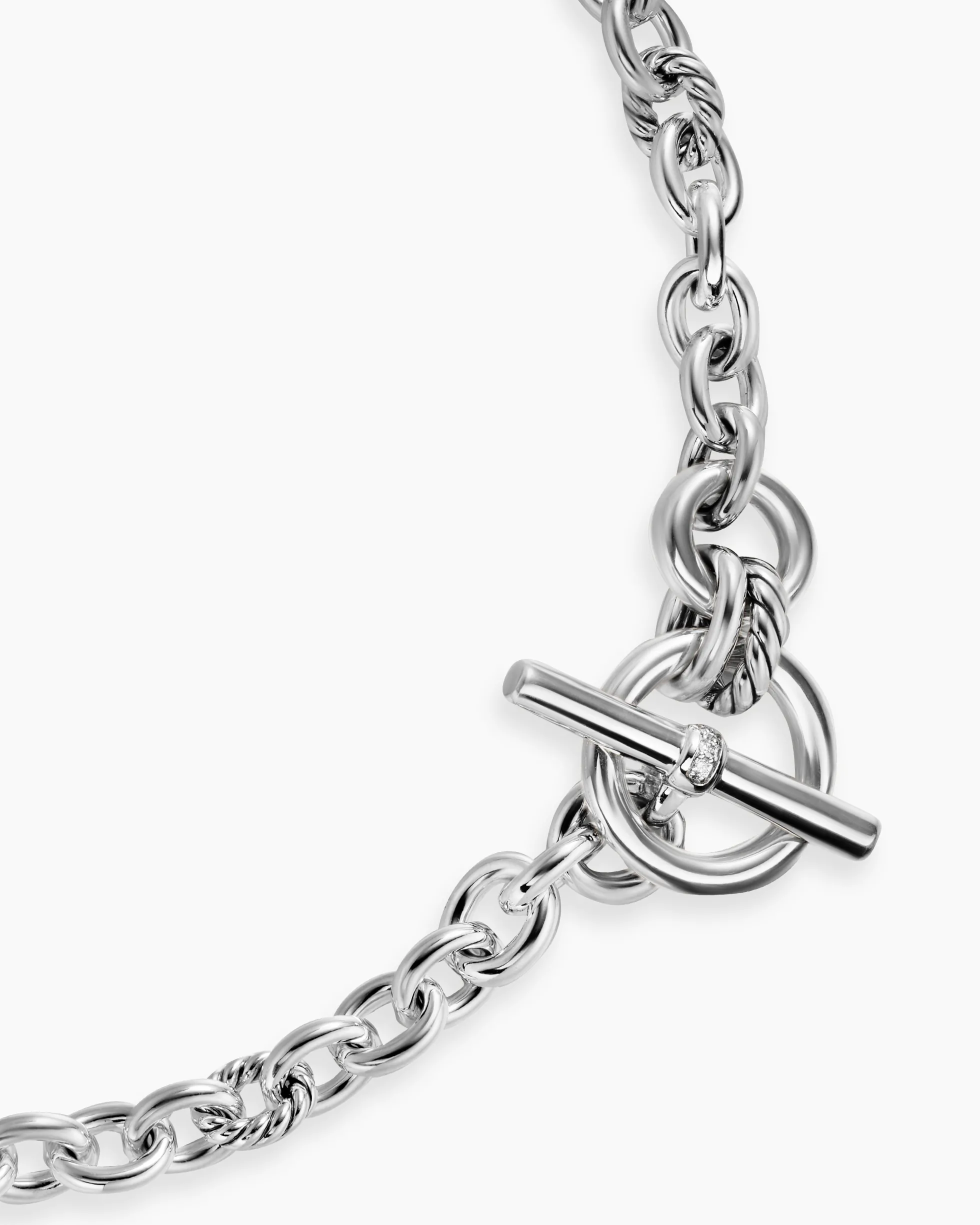 DY Mercer® Toggle Chain Necklace Sterling Silver with Diamonds, 8mm