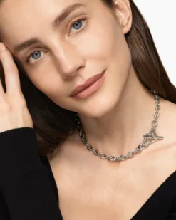 DY Mercer® Toggle Chain Necklace Sterling Silver with Diamonds, 8mm