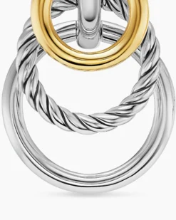 DY Mercer® Triple Ring Drop Earrings Sterling Silver with 18K Yellow Gold, 35.6mm