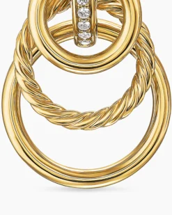 DY Mercer® Triple Ring Drop Earrings 18K Yellow Gold with Diamonds, 35.6mm