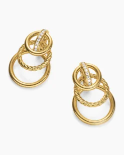 DY Mercer® Triple Ring Drop Earrings 18K Yellow Gold with Diamonds, 35.6mm