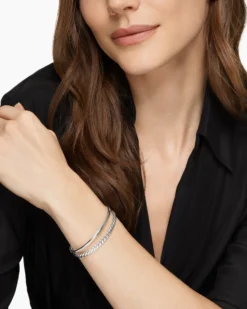 DY Mercer® Two Row Cuff Bracelet Sterling Silver, 8mm