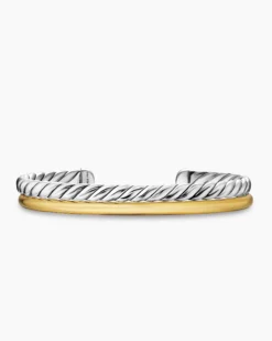 DY Mercer® Two Row Cuff Bracelet Sterling Silver with 18K Yellow Gold, 8mm