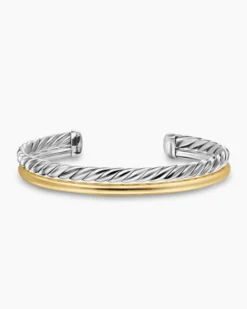 DY Mercer® Two Row Cuff Bracelet Sterling Silver with 18K Yellow Gold, 8mm