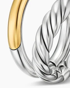 DY Mercer® Two Row Ring Sterling Silver with 18K Yellow Gold, 8mm