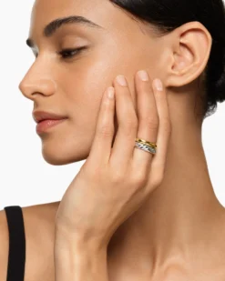 DY Mercer® Two Row Ring Sterling Silver with 18K Yellow Gold, 8mm