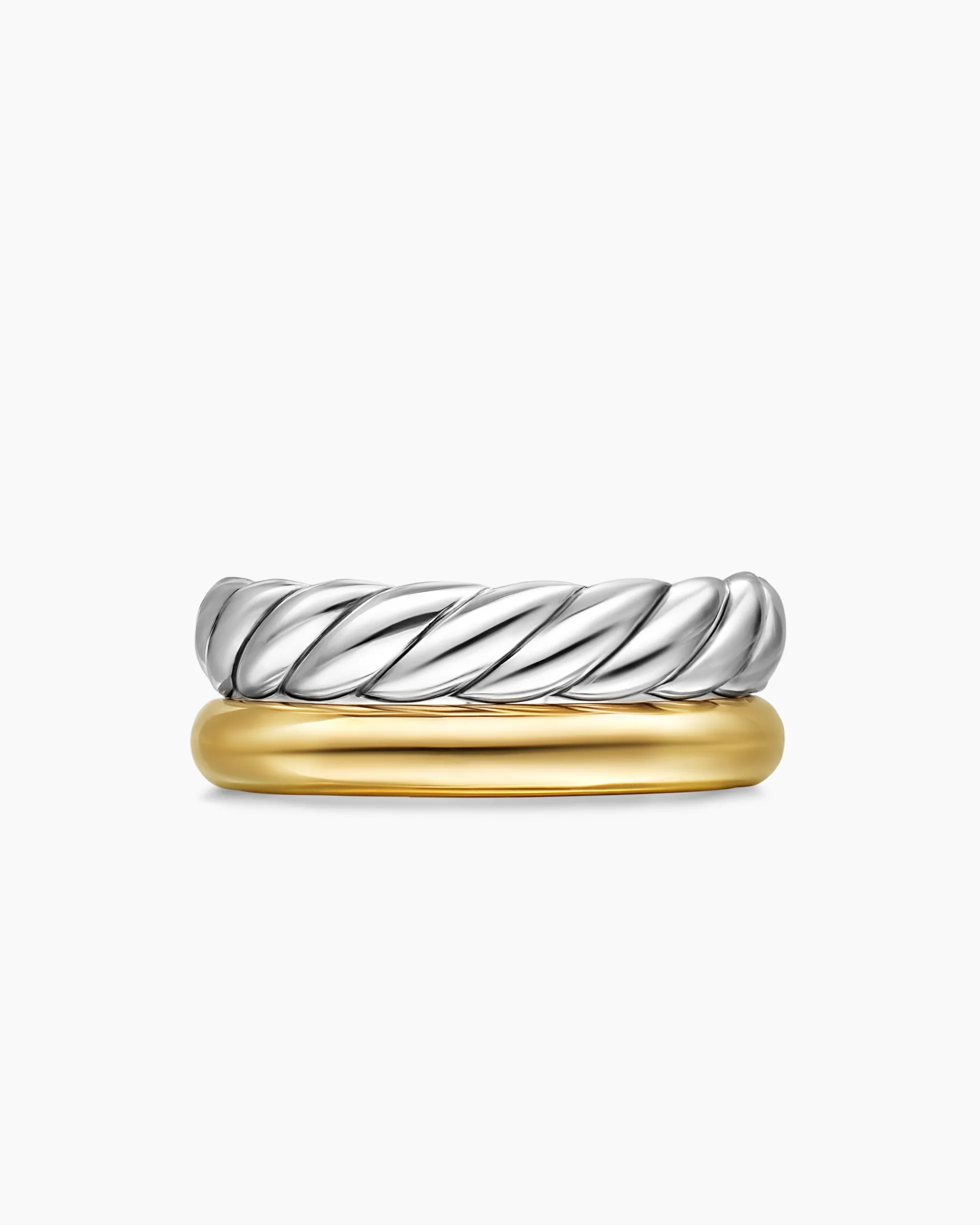 DY Mercer® Two Row Ring Sterling Silver with 18K Yellow Gold, 8mm
