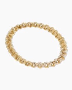 DY Origami Linked Necklace 18K Yellow Gold with Diamonds, 16mm