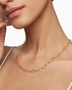 Elongated Oval Link Necklace 18K Yellow Gold, 6mm